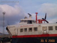 You can see the mast and pylon here in this photograph, just behind the control cabin. The mast houses both a strobe light and two VHF radio antennae for ship-to-shore and ship-to-ship communication. Directly forward of the mast are the two RADAR antennae, used to supply RADAR information to the navigator (see Cockpit tour page).